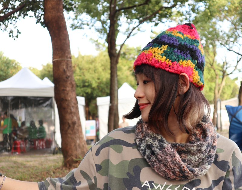 我是一顆栗子帽 雷鬼 可愛尖頂毛帽編織手作耶誕 彩虹 - 帽子 - 羊毛 多色