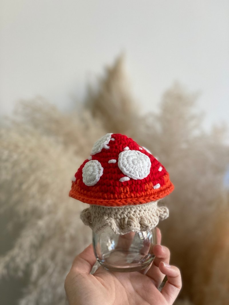 [Mushroom Glassware] Crocheted mushroom three-dimensional shape glass bottle small bottle life sketch - Items for Display - Glass 