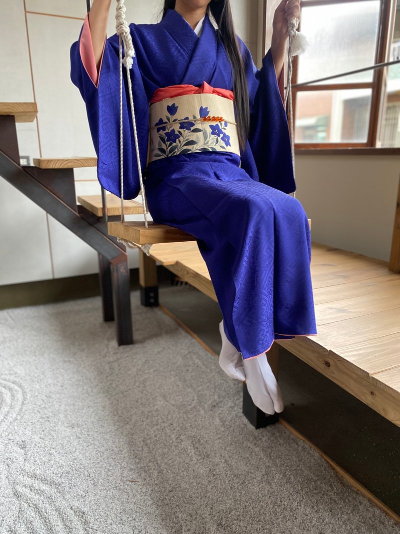 Deep Violet Solid Color Vintage Kimono - One Piece Dresses - Silk Purple