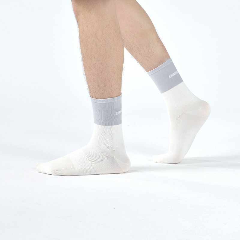 Deuce functional cycling socks/light gray (M, L)-MIT antibacterial sports mid-calf socks - ถุงเท้า - ผ้าฝ้าย/ผ้าลินิน สีเทา