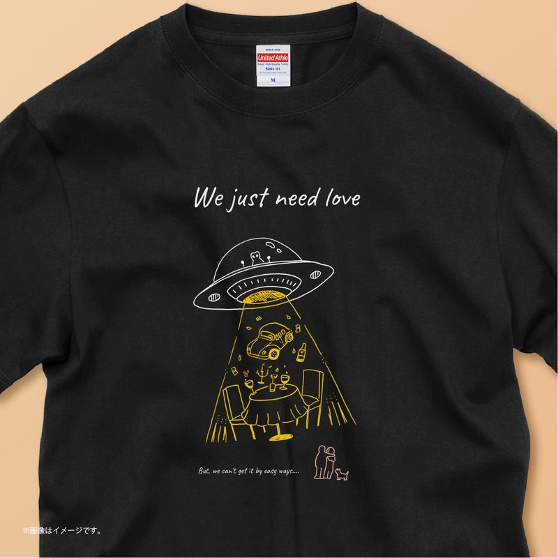 WE JUST NEED LOVE /コットンTシャツ - 女 T 恤 - 棉．麻 白色