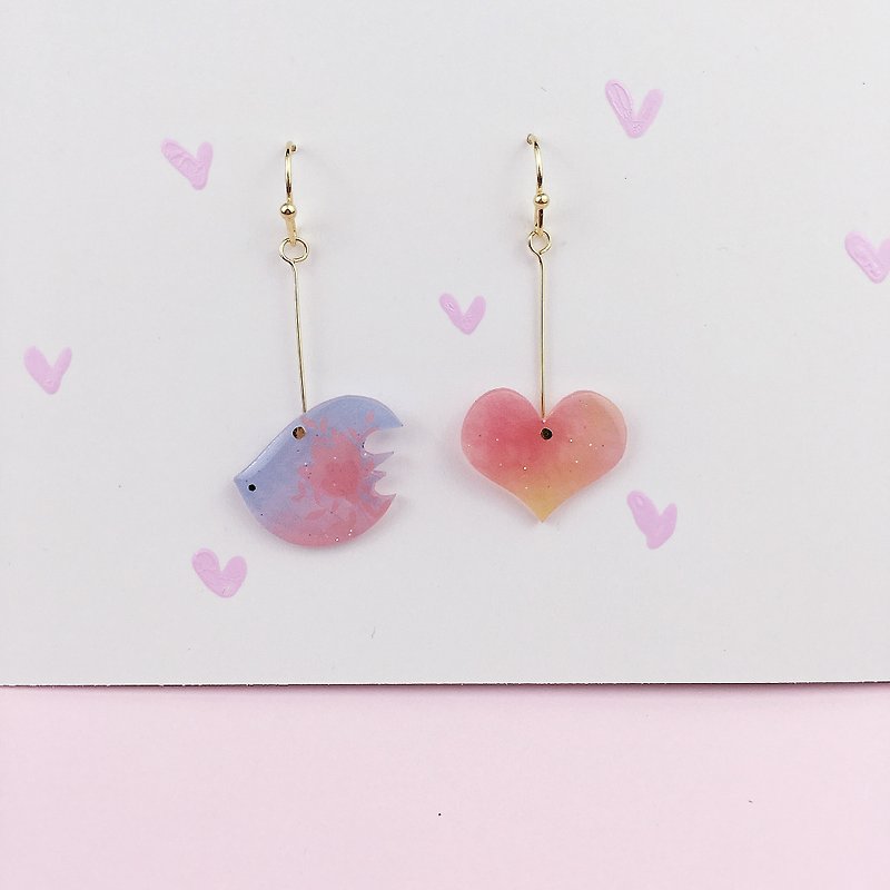 Love and peace dove and love 18K pair of gold earrings pair - Earrings & Clip-ons - Resin 