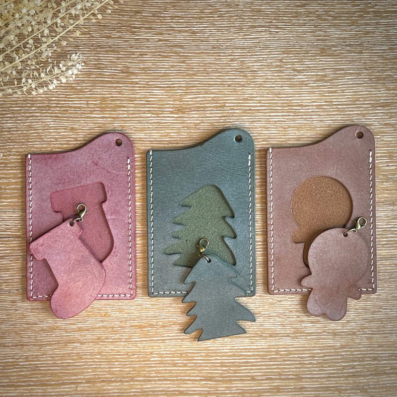 [DIY Leather Handmade] Christmas Material Pack, Interesting Shape ID Card Set, Customized Gift - เครื่องหนัง - หนังแท้ 