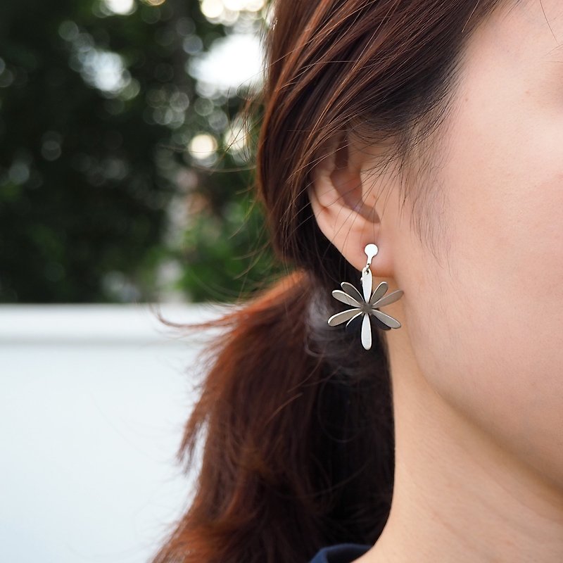 Marigold flower stainless steel earrings