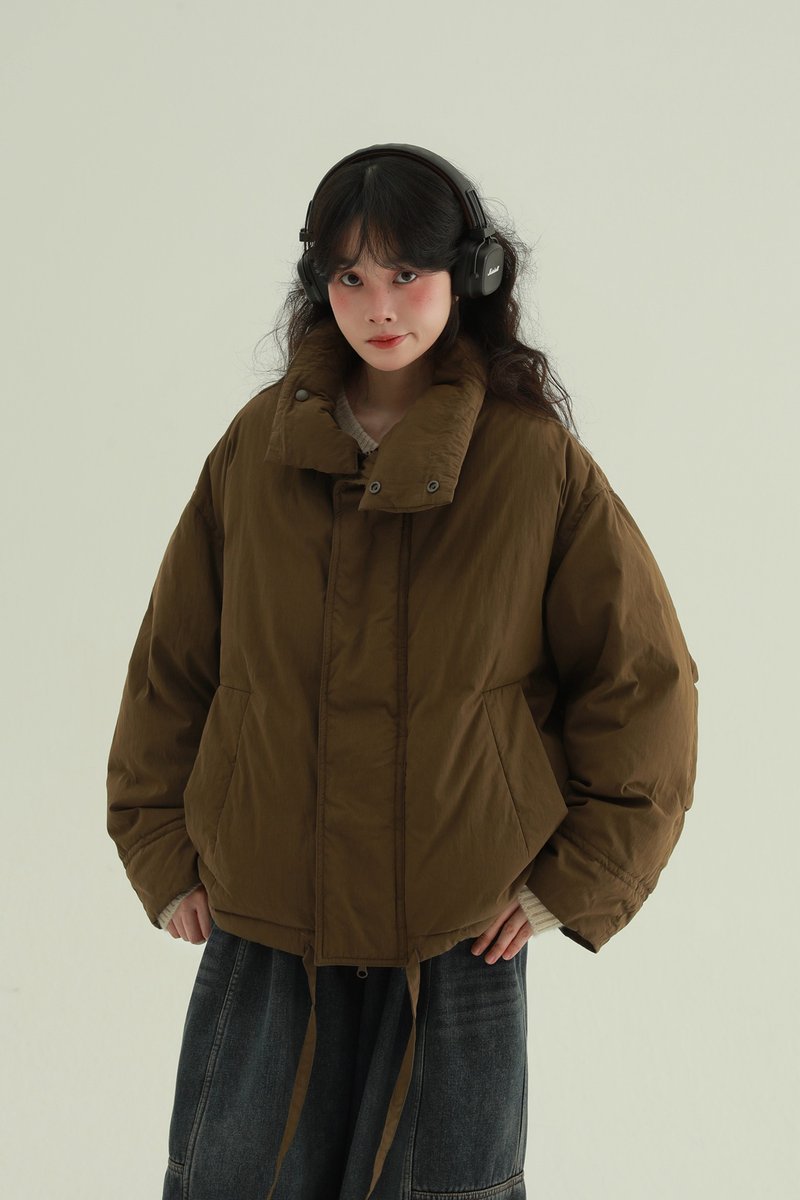 2顏色 冬日白樺林 休閒羽絨服 白鴨絨休閒寬鬆中性保暖外套 - 女大衣/外套 - 其他人造纖維 咖啡色