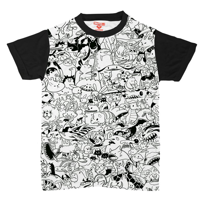 Yokai unisex men woman cotton mix Chapter One T-shirt - 男 T 恤 - 棉．麻 白色
