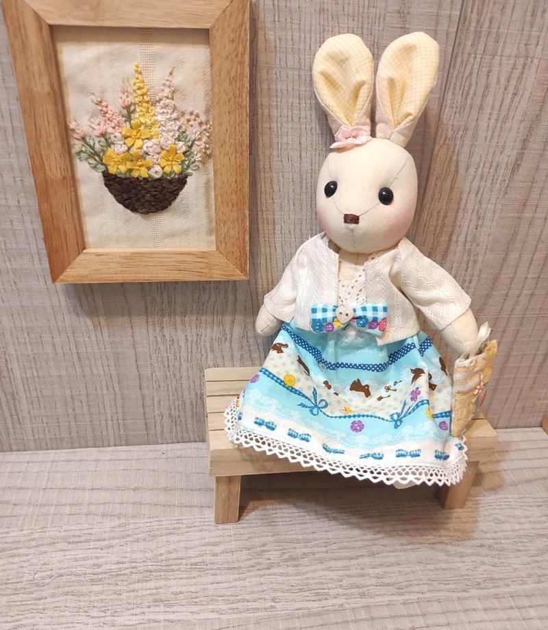 Beni 28CM handmade bunny doll-summer party wear - Stuffed Dolls & Figurines - Cotton & Hemp 