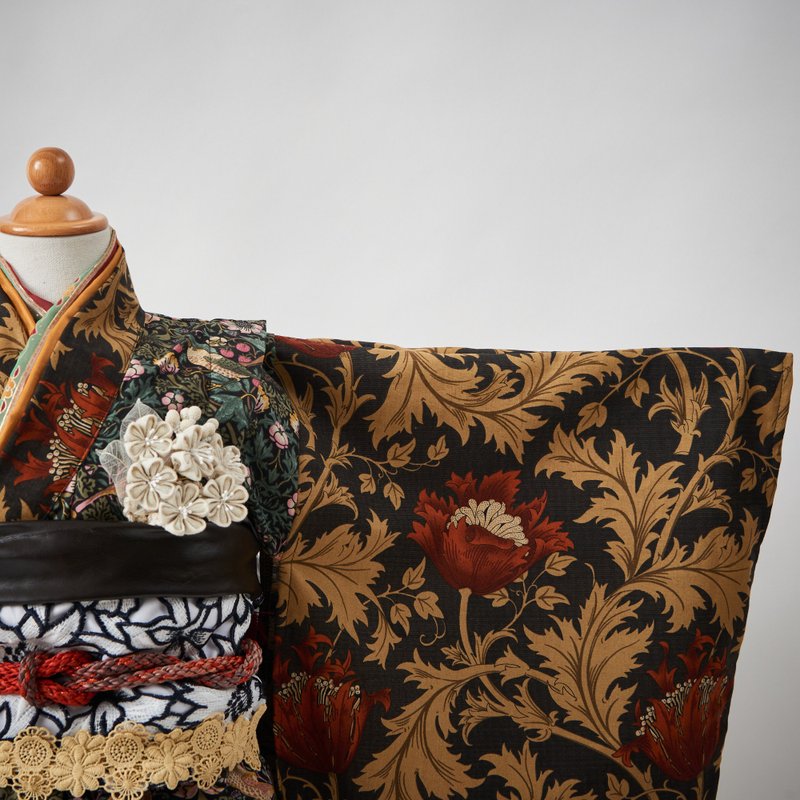 ウィリアムモリス　キッズ浴衣　William Morris kids YUKATA KIMONO - 男/女童禮服 - 棉．麻 咖啡色