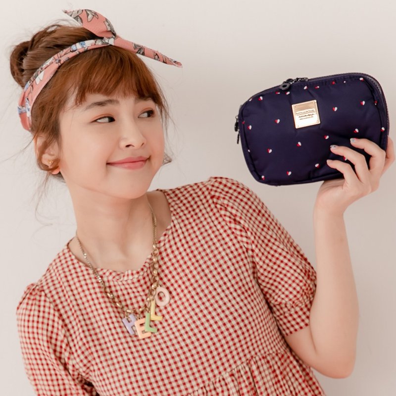 2-Zip Makeup Pouch - กระเป๋าเครื่องสำอาง - ไฟเบอร์อื่นๆ สีน้ำเงิน