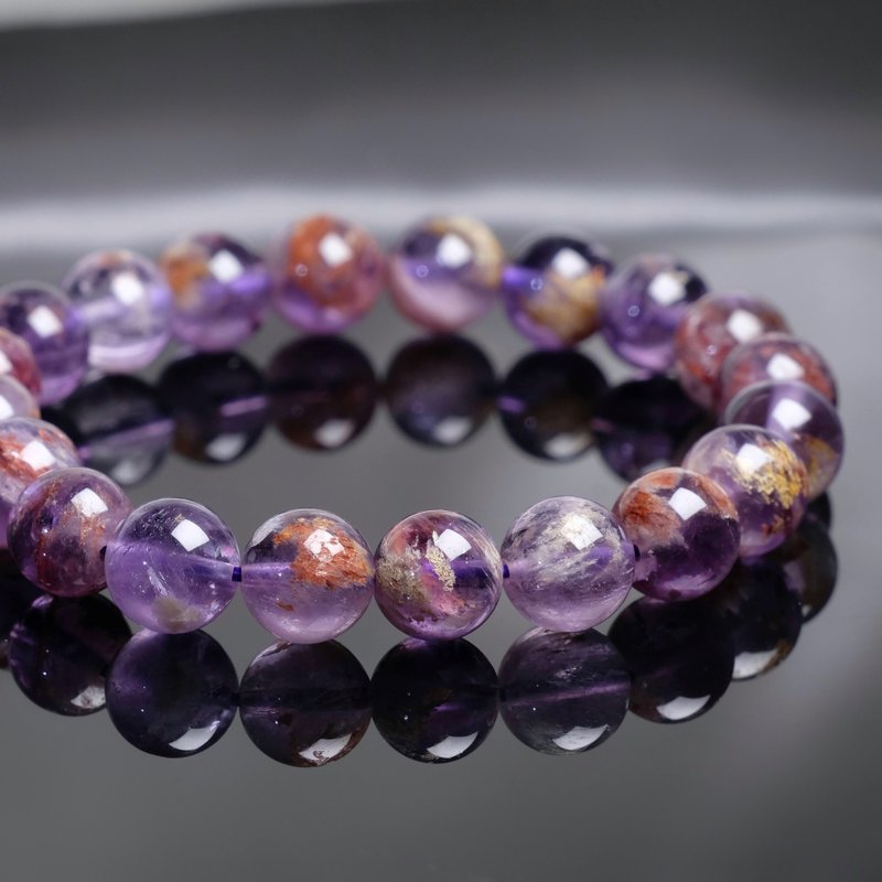 9.5mm Purple Ghost Natural Crystal Bracelet Vision Crystal Noble Interpersonal Relationship Eyebrows Emotions - สร้อยข้อมือ - คริสตัล สีม่วง