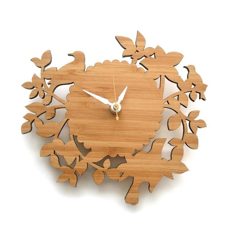 Birds on Branches Wall Clock - Clocks - Bamboo Brown
