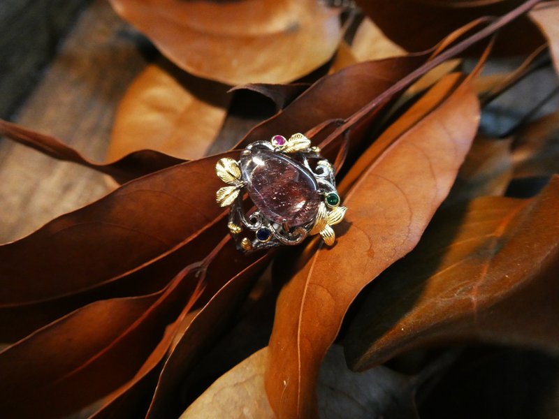 Jingjing Workshop*Love2hm [The Wizard of Oz-Fine Snow] Sterling Silver Super Seven Mine Purple Red Hair Ring - แหวนทั่วไป - เครื่องเพชรพลอย สีแดง