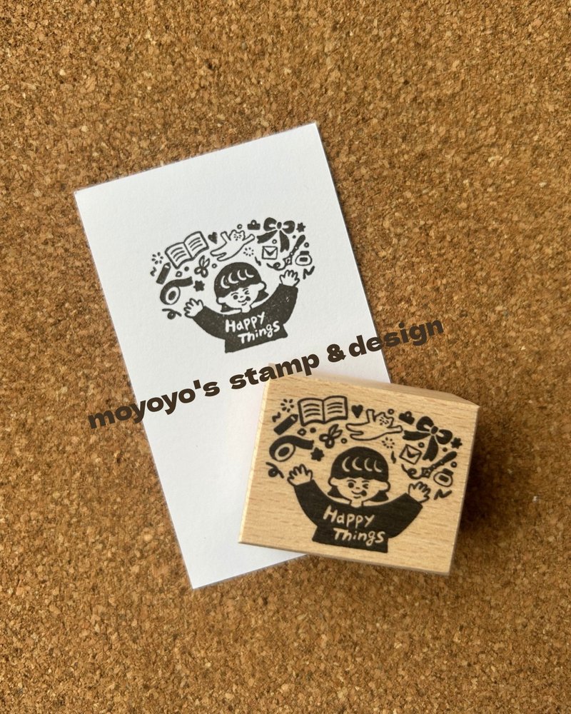 Happy Things / stamp - 印章/印台 - 木頭 卡其色