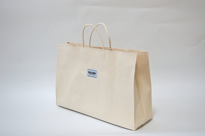 Tote bag NEIGHBOR WIDE - กระเป๋าถือ - ผ้าฝ้าย/ผ้าลินิน ขาว