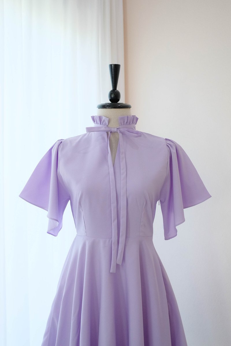 Lilac bridesmaid dress party vintage cocktail wedding prom dress - 洋裝/連身裙 - 聚酯纖維 紫色