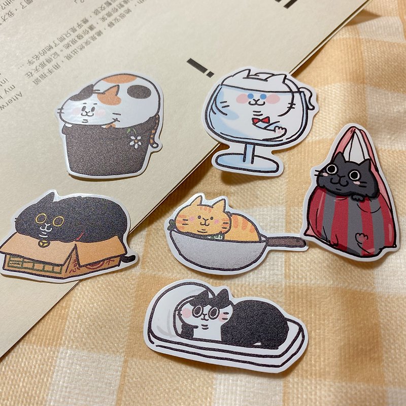 Playful Cat Love Container Series Waterproof Stickers - Stickers - Waterproof Material 