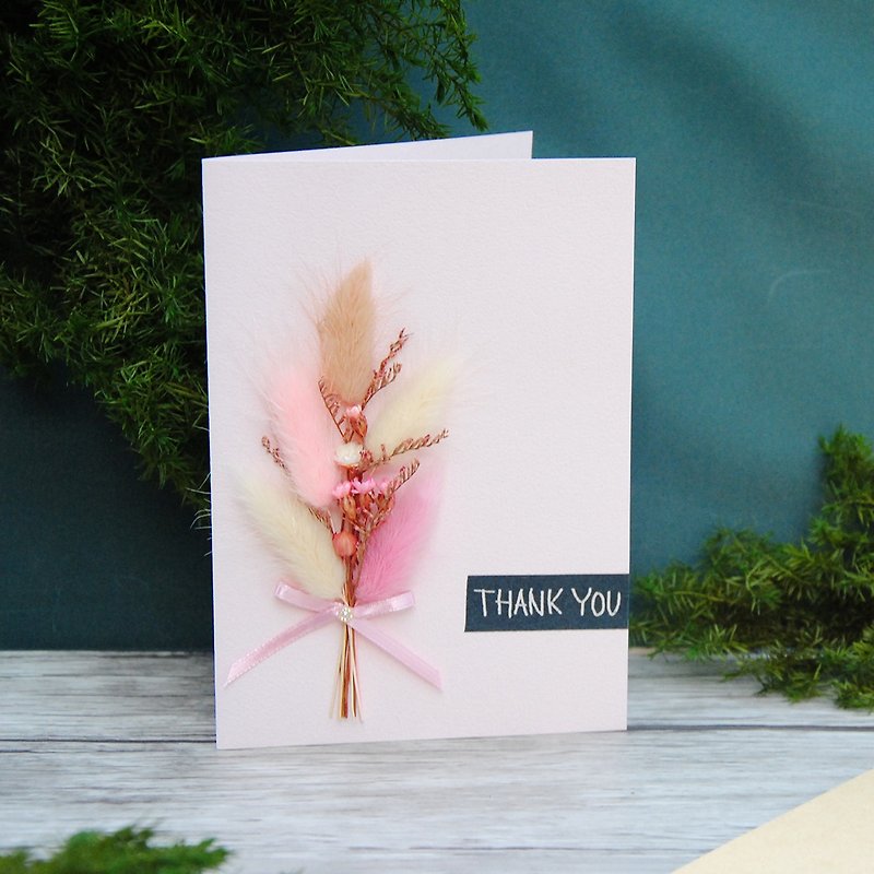 乾燥花卡片-粉色系兔尾草 生日卡片 聖誕卡片