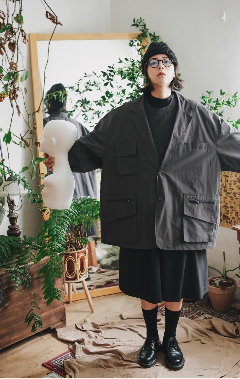 Guards overalls oversized blazer - 2 colors - Guards gray - Women's Casual & Functional Jackets - Nylon Black