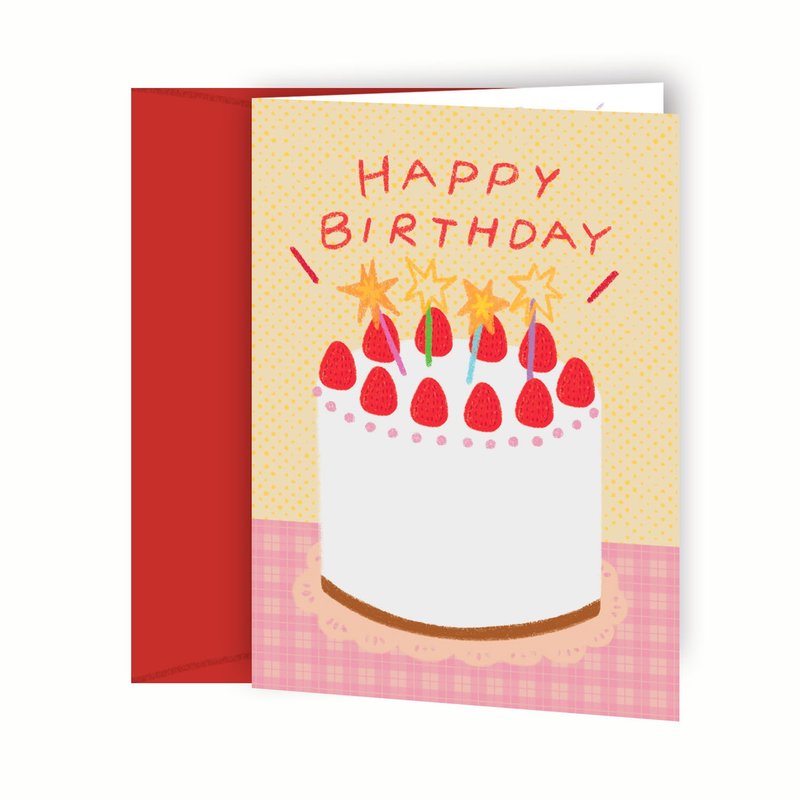 生日對折卡片 // 生日蛋糕 // - 卡片/明信片 - 紙 紅色