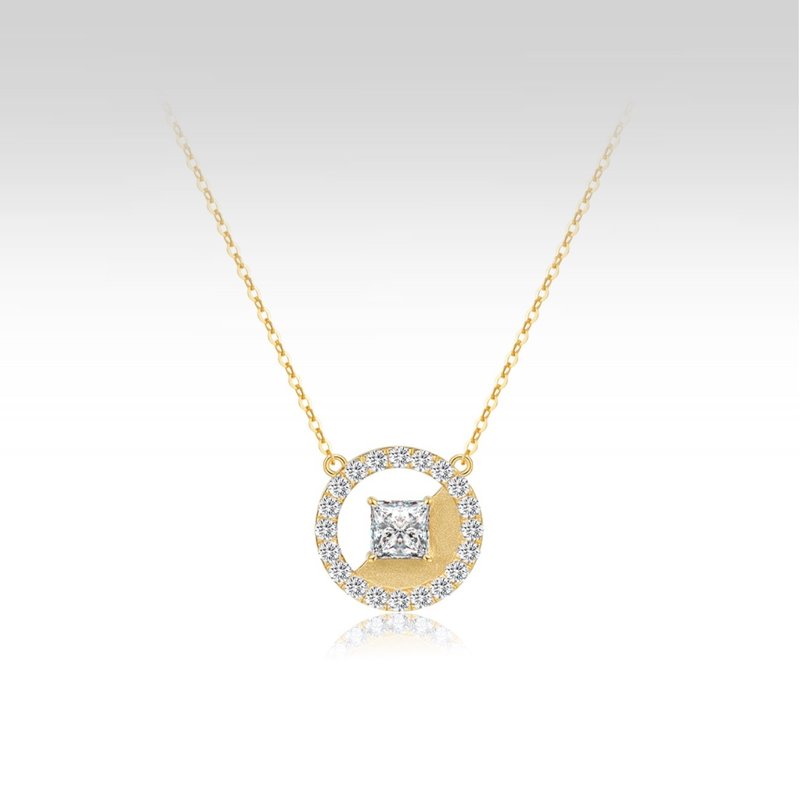 18K gold necklace cultivated diamond bringing auspiciousness good luck - Necklaces - Other Materials White