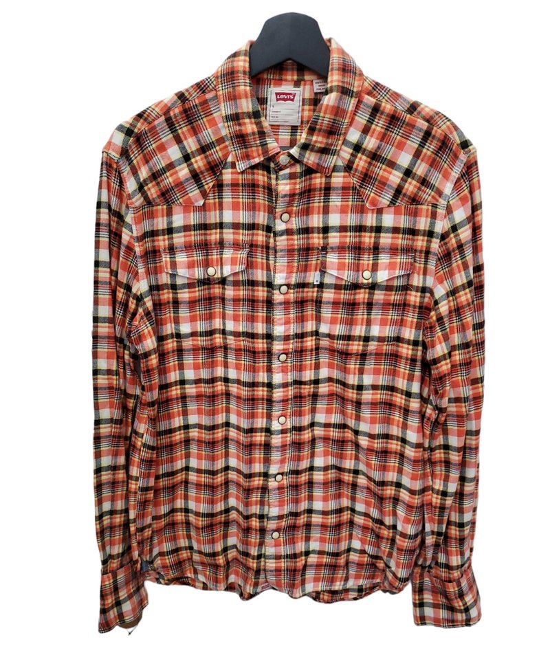 Wear politely Japanese vintage levis flannel classic western plaid long lining size S 90% new - เสื้อเชิ้ตผู้ชาย - ผ้าฝ้าย/ผ้าลินิน หลากหลายสี