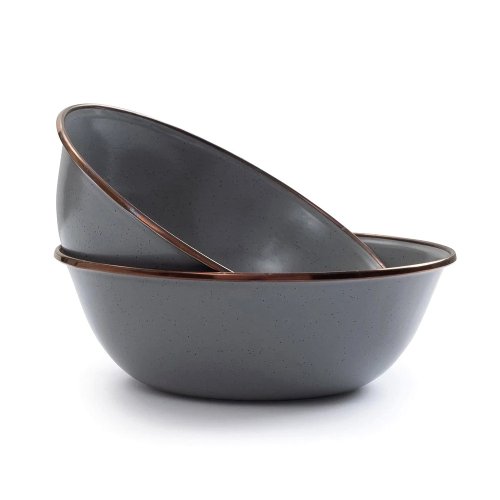 Barebones Enamel Mixing Bowl Set Slate Gray