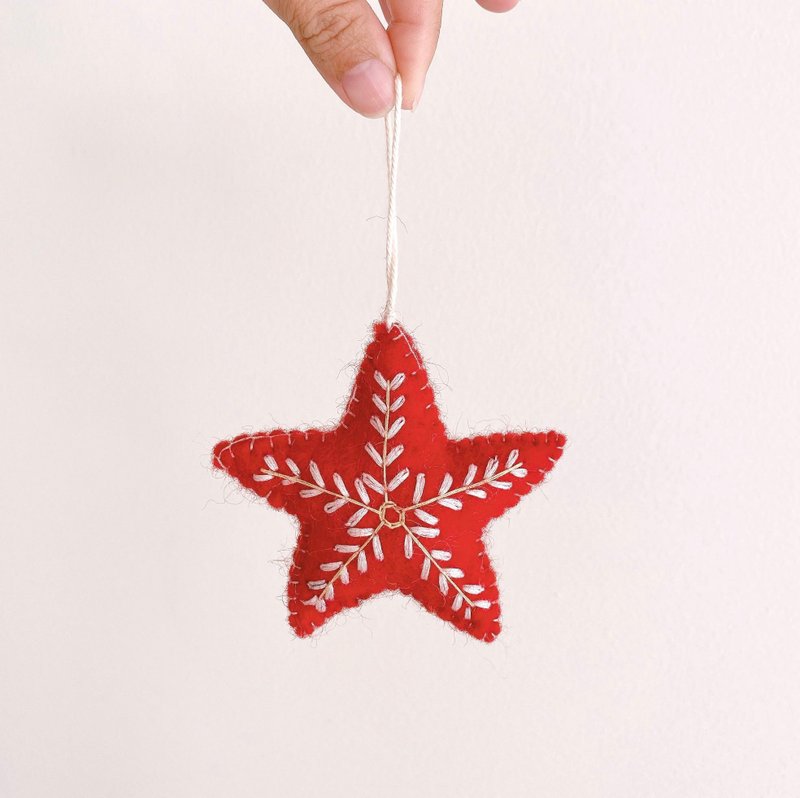 Christmas tree hanging star North Star Christmas star Christmas decoration wool felt Christmas hanging ornaments arrangement - Items for Display - Wool 