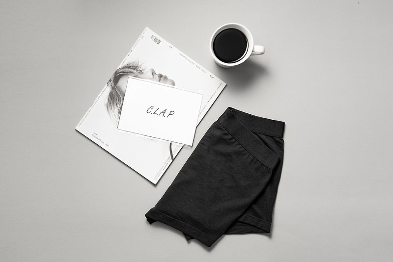 男性四角褲 (兩件一組) | CLAP - 男裝內褲 - 棉．麻 黑色