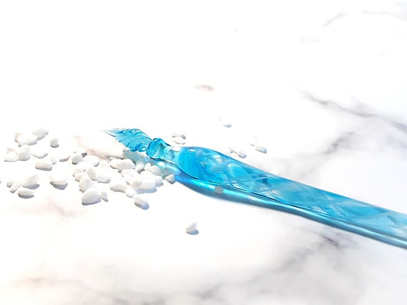 柚子林琉璃 - 水舞彩帶/ 藍 - 琉璃筆 - 玻璃筆 - 沾水筆 - 沾水筆 - 玻璃 藍色