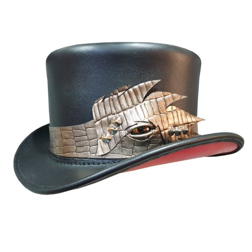 Wallets And Hats 4 U Crocodile Eye Band Leather Top Hat