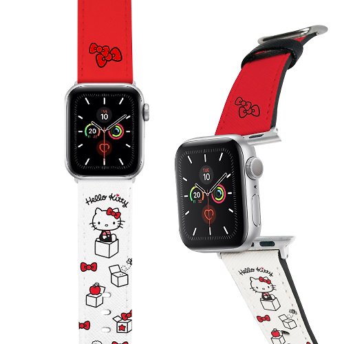 i-Smart SANRIO-Apple Watch-皮革錶帶-紅白 HELLO KITTY