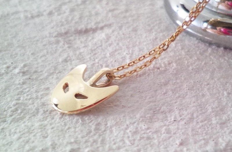 ☆ Cat Face ☆ K10 Gold Pendant - Necklaces - Other Metals Gold