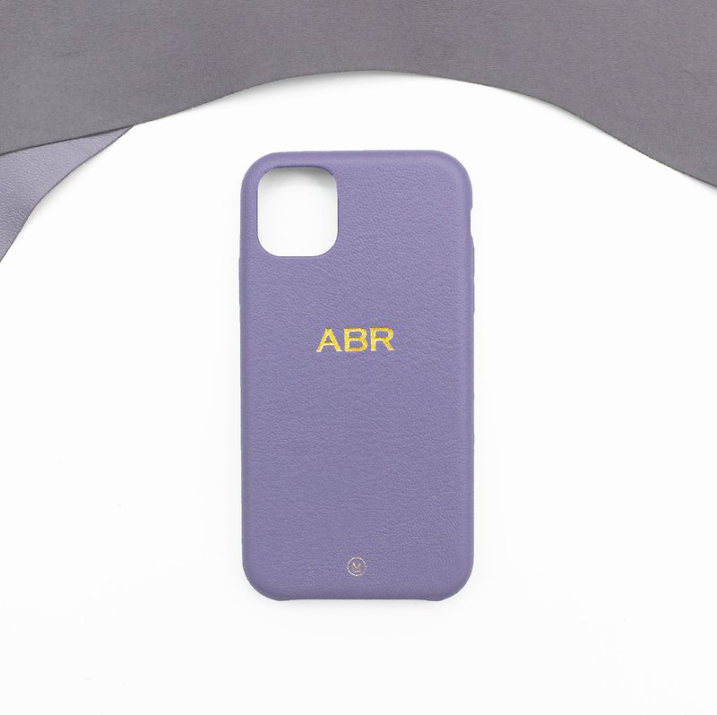 Customized gift real leather shatter-resistant macaron fantasy color lavender purple iPhone 13 mobile phone case - เคส/ซองมือถือ - หนังแท้ สีม่วง