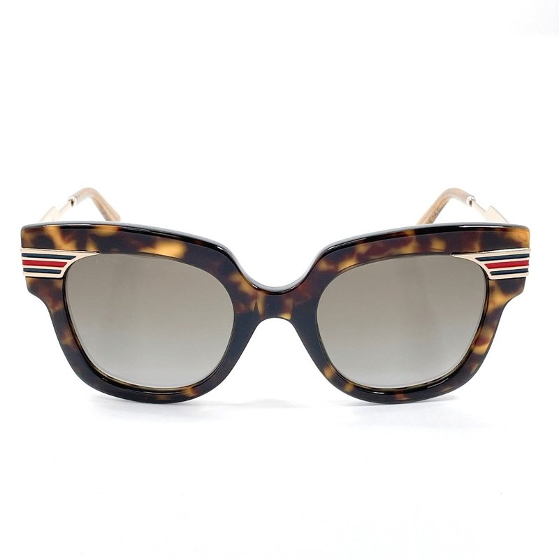 【日本直送 中古美品】グッチ GUCCI サングラス ウェビングライン メガネ アイウェア GG0281S メタル/合成樹脂 ブラウン - 太陽眼鏡/墨鏡 - 貴金屬 咖啡色