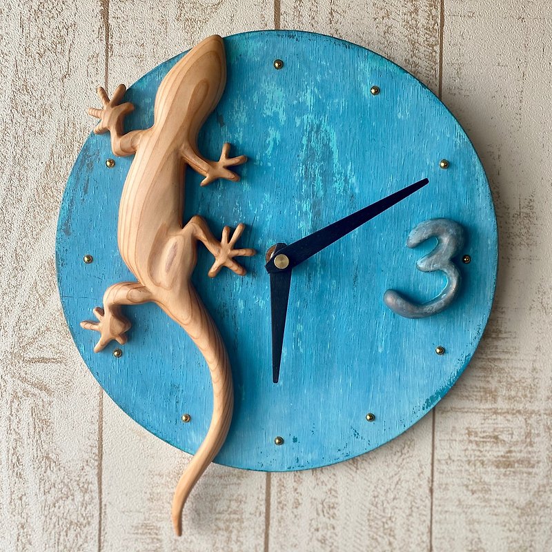 gecko wall clock yoshino-sugi0103No.3 - 時鐘/鬧鐘 - 木頭 咖啡色