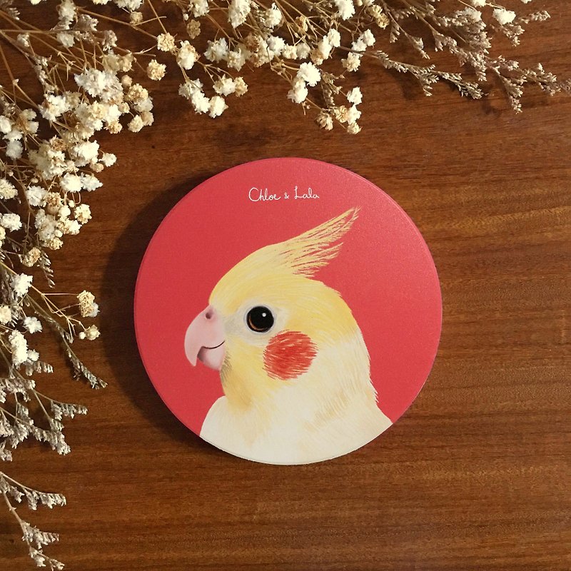 Bird ceramic absorbent coaster- Cockatiel - Coasters - Pottery Red