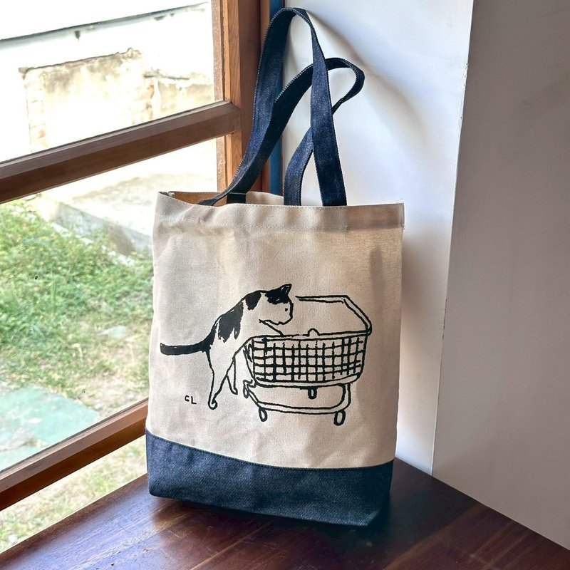 灰灰のカート ブルーキャンバストートバッグ - トートバッグ・ハンドバッグ - その他の素材 多色