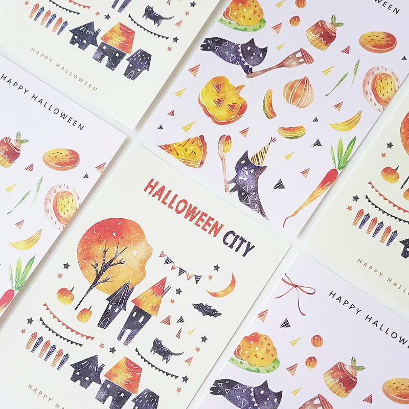 Halloween limited merchandise postcard 2 into 1 group - Cards & Postcards - Paper Yellow