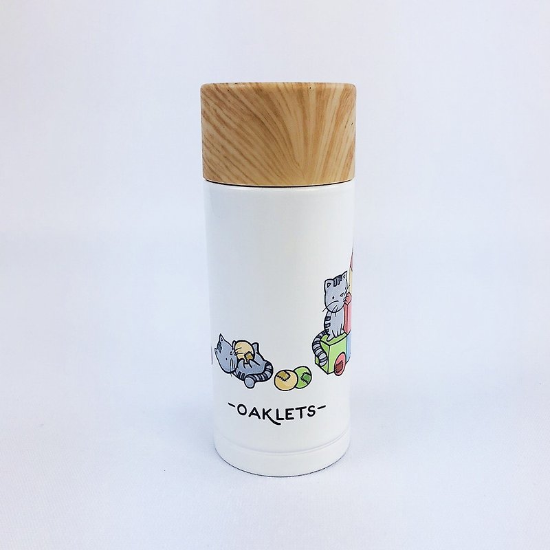 Childlike, designer series -Oaklets-wood cover thermos (white / small / 200ml) - อื่นๆ - โลหะ หลากหลายสี