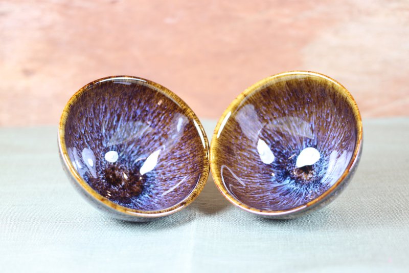 【Valentine's Day Gift】Zilian Tianmu Glaze Pair Cup Teacup Teacup Master Ye Minxiang's Works - ถ้วย - ดินเผา 
