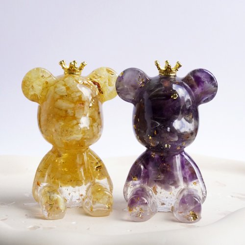 米朵貝菈．時光的禮物 【Hourrae荷萊】招財好運晶熊 水晶擺件 (單入)