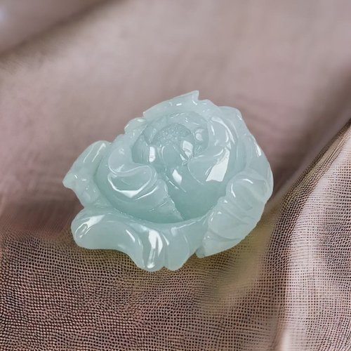 瓔珞珠寶盒 E.L.Jewelry Box 【似玉如花】淡綠翡翠牡丹花項鍊 | 天然緬甸玉A貨翡翠 | 送禮