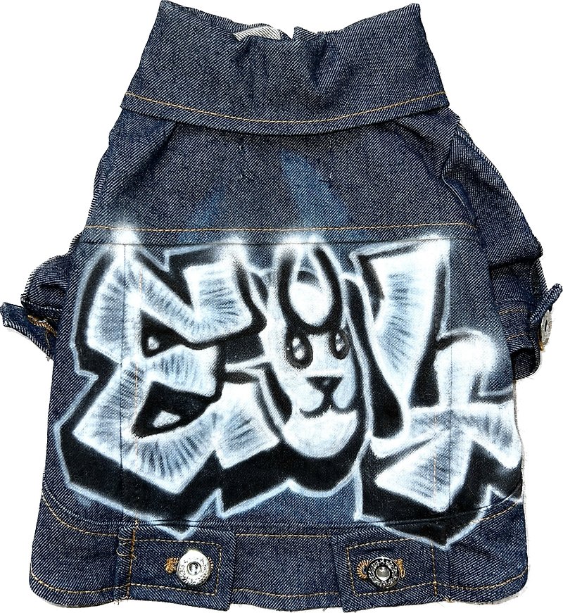 Chipasu x Maddog Type-P spray-painted denim jacket S - Clothing & Accessories - Cotton & Hemp Blue
