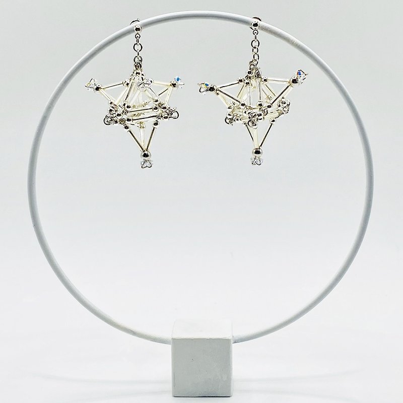 3D Stardust PIERCE/EARRING【Silver】 - Earrings & Clip-ons - Glass Silver