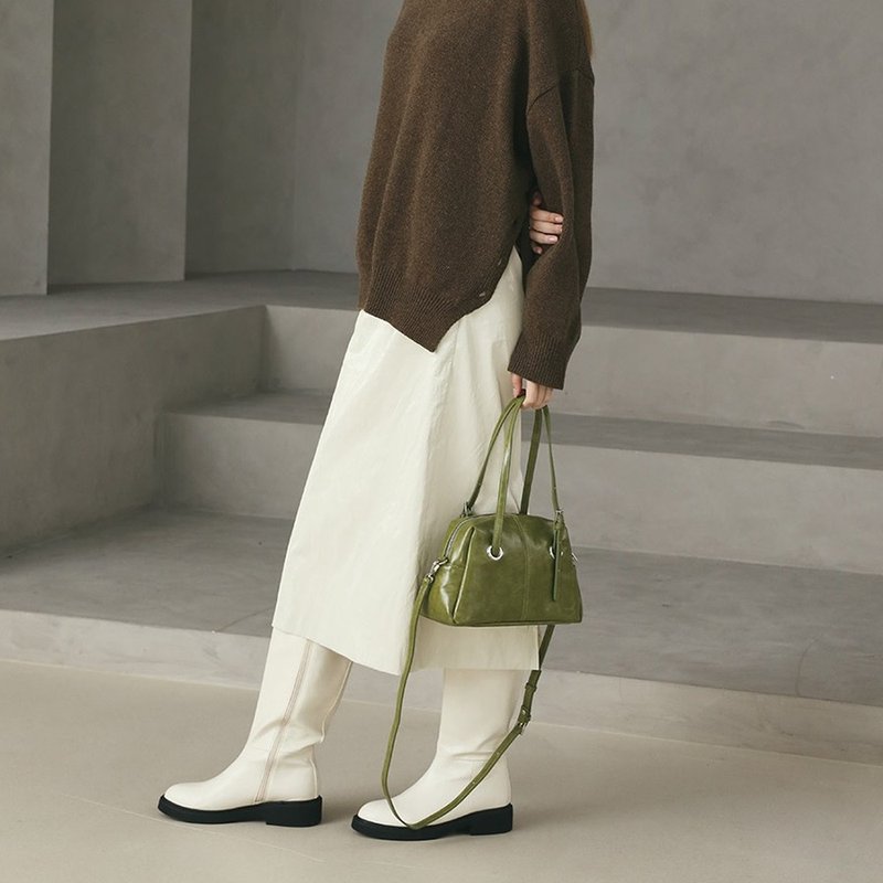 韓國製 MUR Arti Vegan Leather 包包 (Crinkle Khaki) - 側背包/斜背包 - 環保材質 