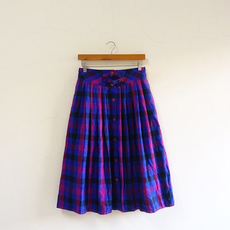 │Slowly│Vintage/plaid/vintage skirt - กระโปรง - เส้นใยสังเคราะห์ หลากหลายสี