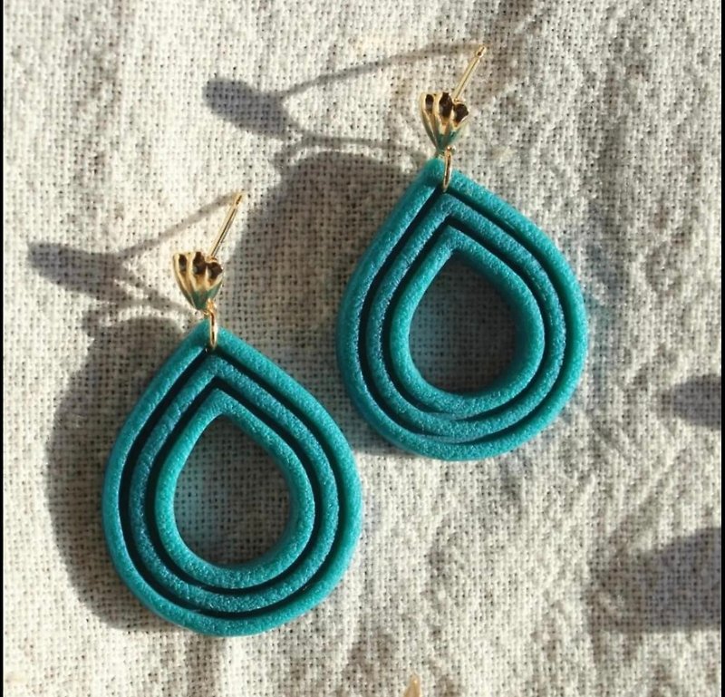 Polymer Clay Donut Honey Drop Earrings sea green - Earrings & Clip-ons - Other Materials Green