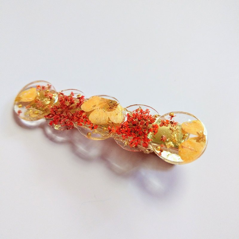 本物の花のヘアピンオレンジレッドドライフラワーヘアピンアジサイギフト - ヘアアクセサリー - レジン オレンジ