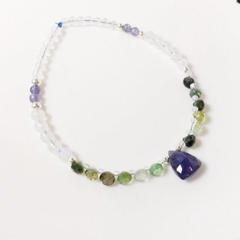 MH sterling silver natural stone custom series _ Himalayas _ cordierite _ limited edition 1 - Bracelets - Gemstone Purple