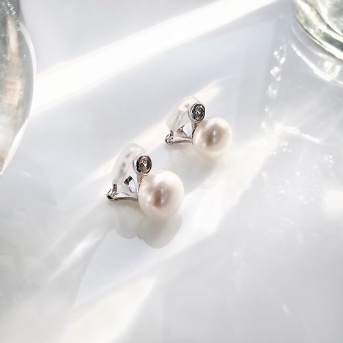 Bridal Secret Jewelry Clip Style-925純銀配養殖淡水珍珠夾式耳環
